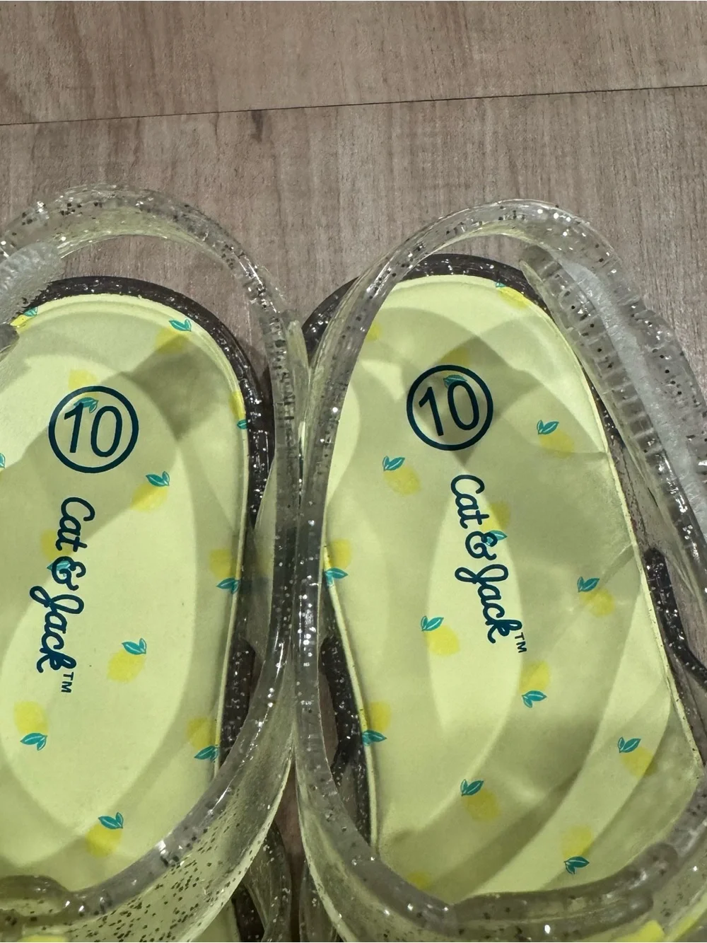 Cat & Jack Glitter Lemon Jelly Sandals - Yellow & Teal Accent